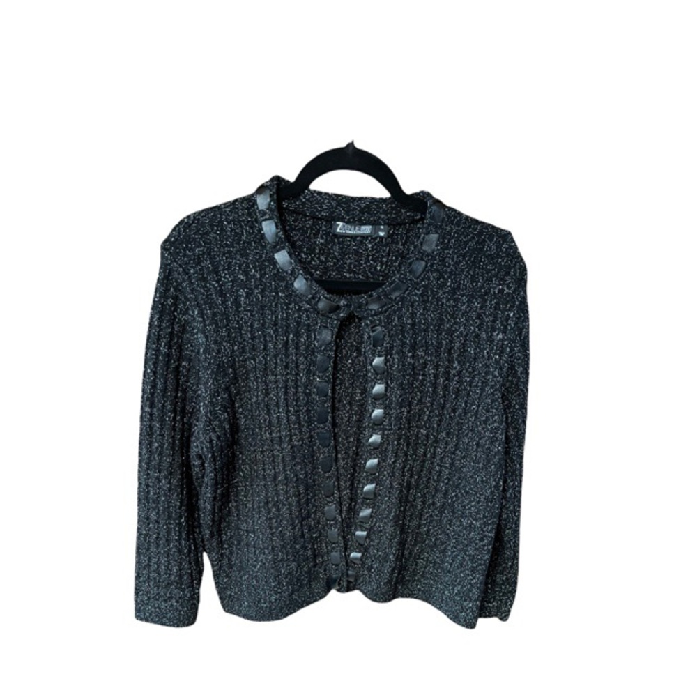 7th Ave New York & Company ribbon detail shimmering cardigan sweater